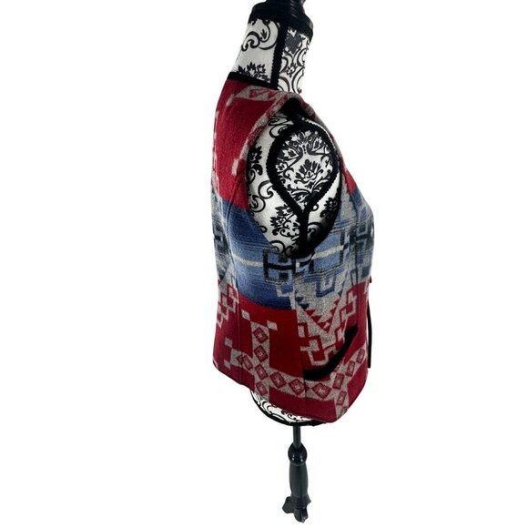 Pendleton Womens Southwestern Wool Vest Small Red/Blue Geometric Pattern USA Fab - Picture 5 of 16